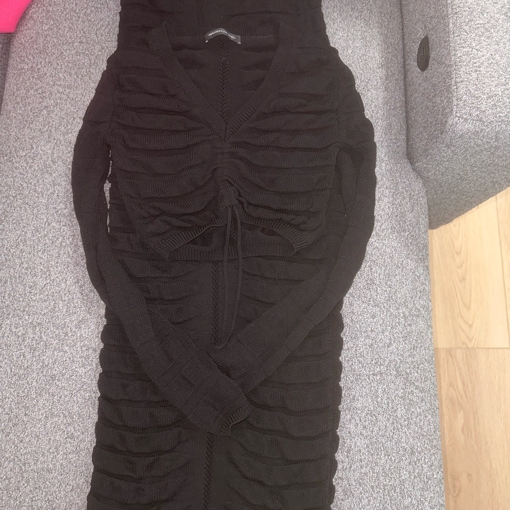Black Ribbed Knit Dress - Picture 4 of 4